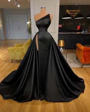 Black Satin Long Prom Dresses Long Formal Dresses