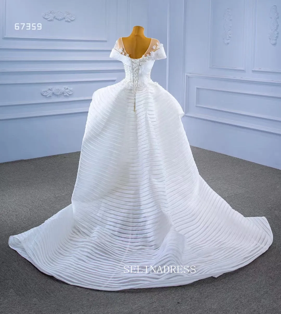 Luxury Mermaid Square Ruffles White Wedding Dress Bridal Gowns 67359
