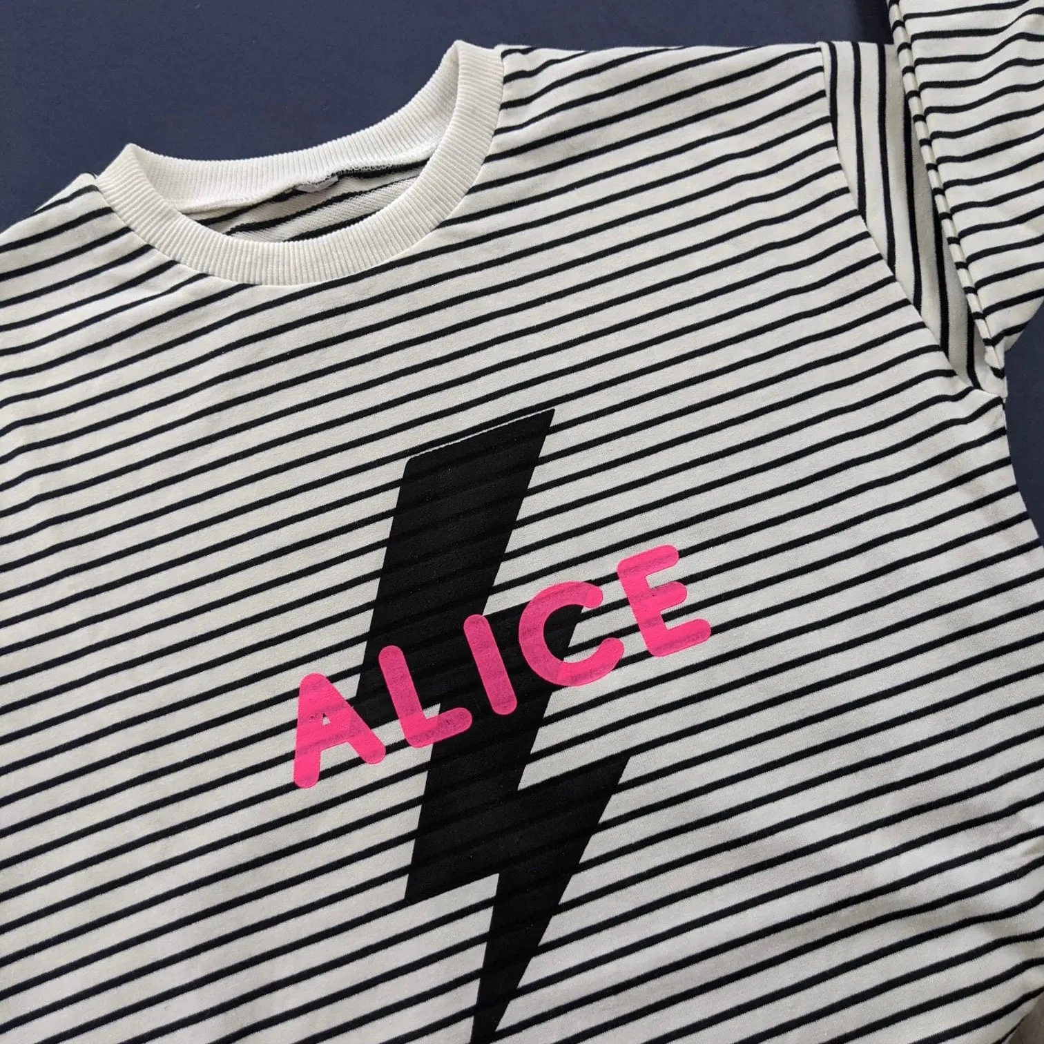 Optimized Title: Personalized Kids Striped Slouch Sweater - Customizable Casual Wear