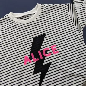 Optimized Title: Personalized Kids Striped Slouch Sweater - Customizable Casual Wear
