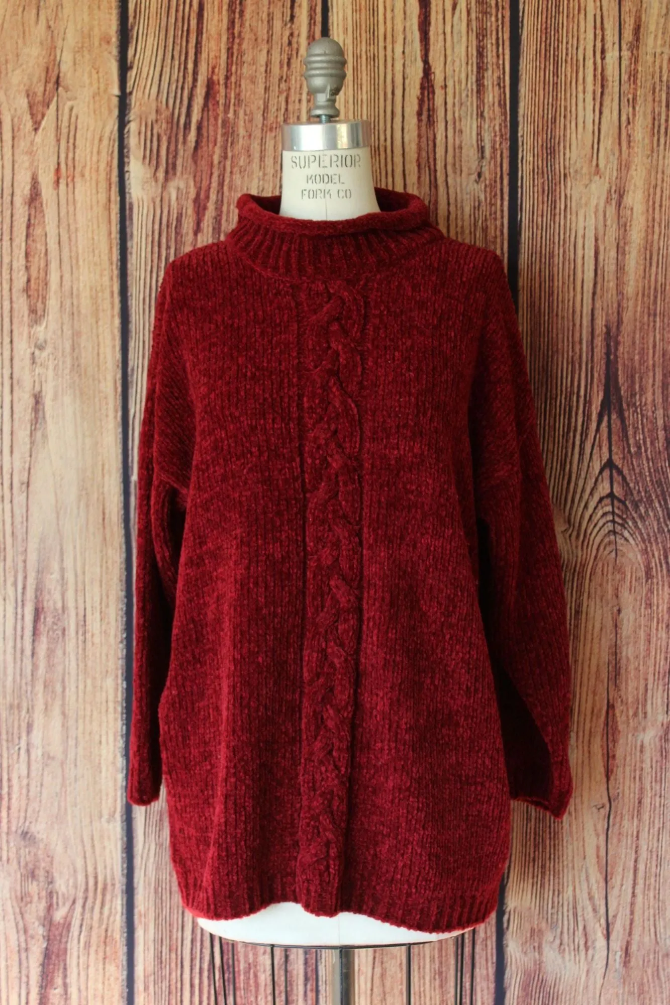 Vintage 1990s 2000s Red Chenille Sweater