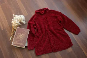 Vintage 1990s 2000s Red Chenille Sweater