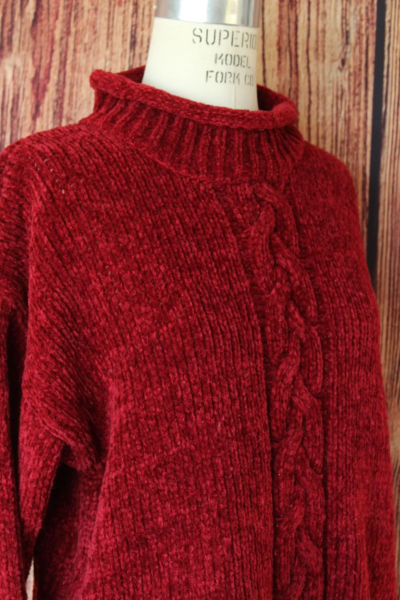 Vintage 1990s 2000s Red Chenille Sweater