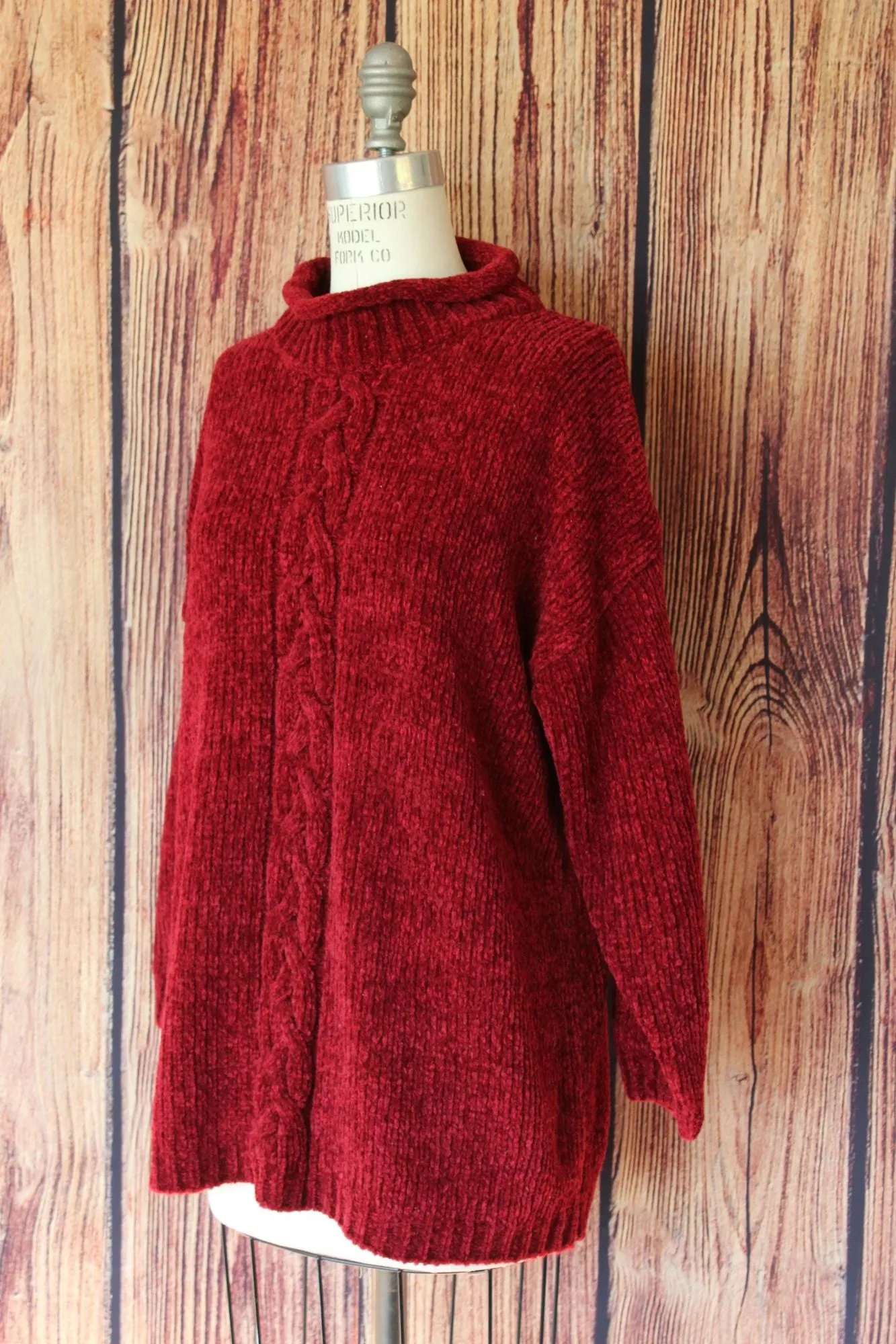Vintage 1990s 2000s Red Chenille Sweater