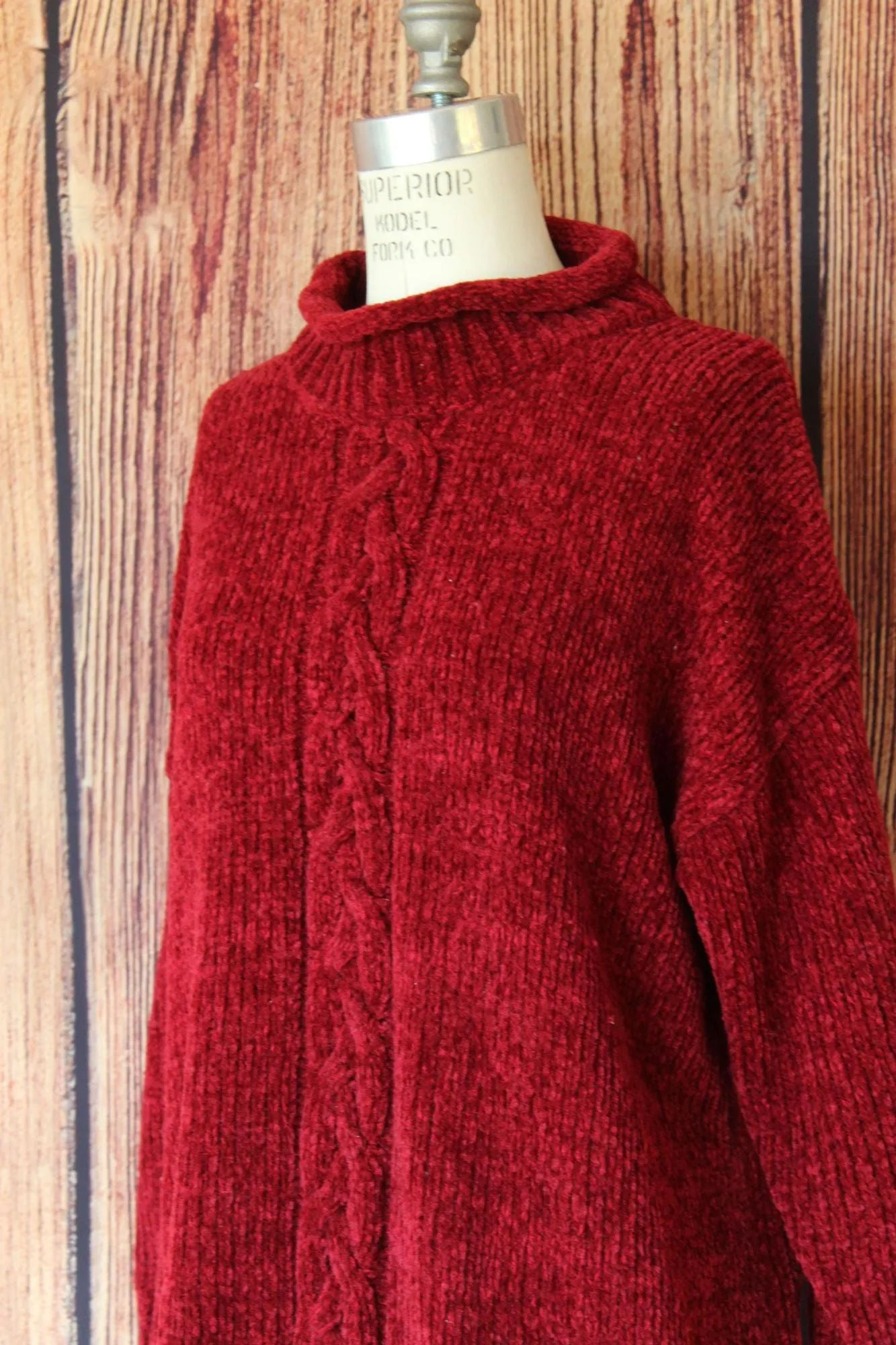 Vintage 1990s 2000s Red Chenille Sweater