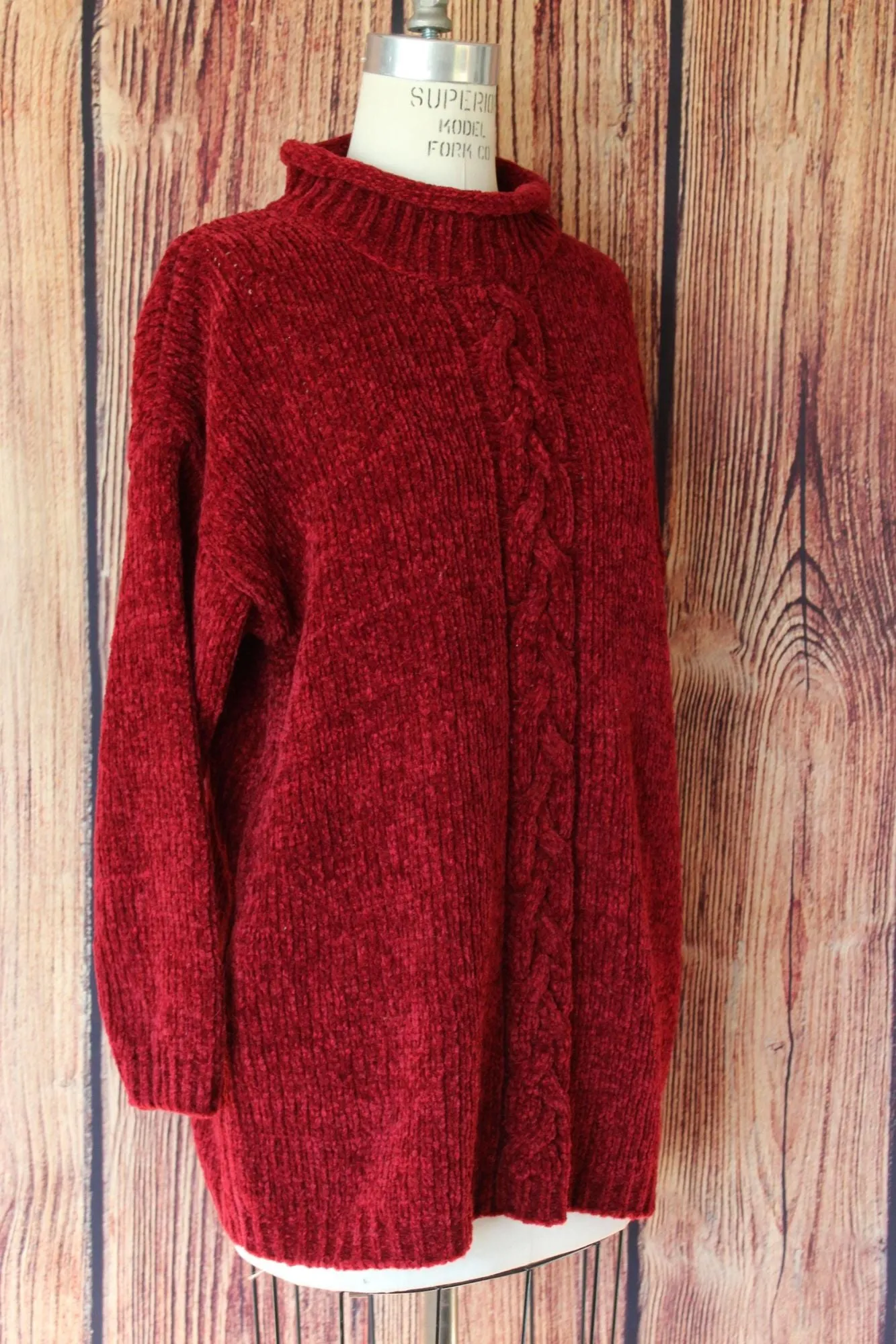 Vintage 1990s 2000s Red Chenille Sweater